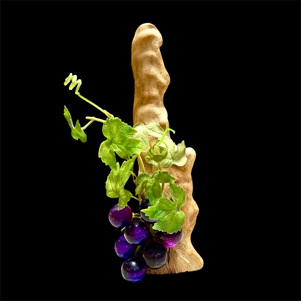 Vintage Driftwood Resin Grapes Cluster Sculpture 12” Art MCM